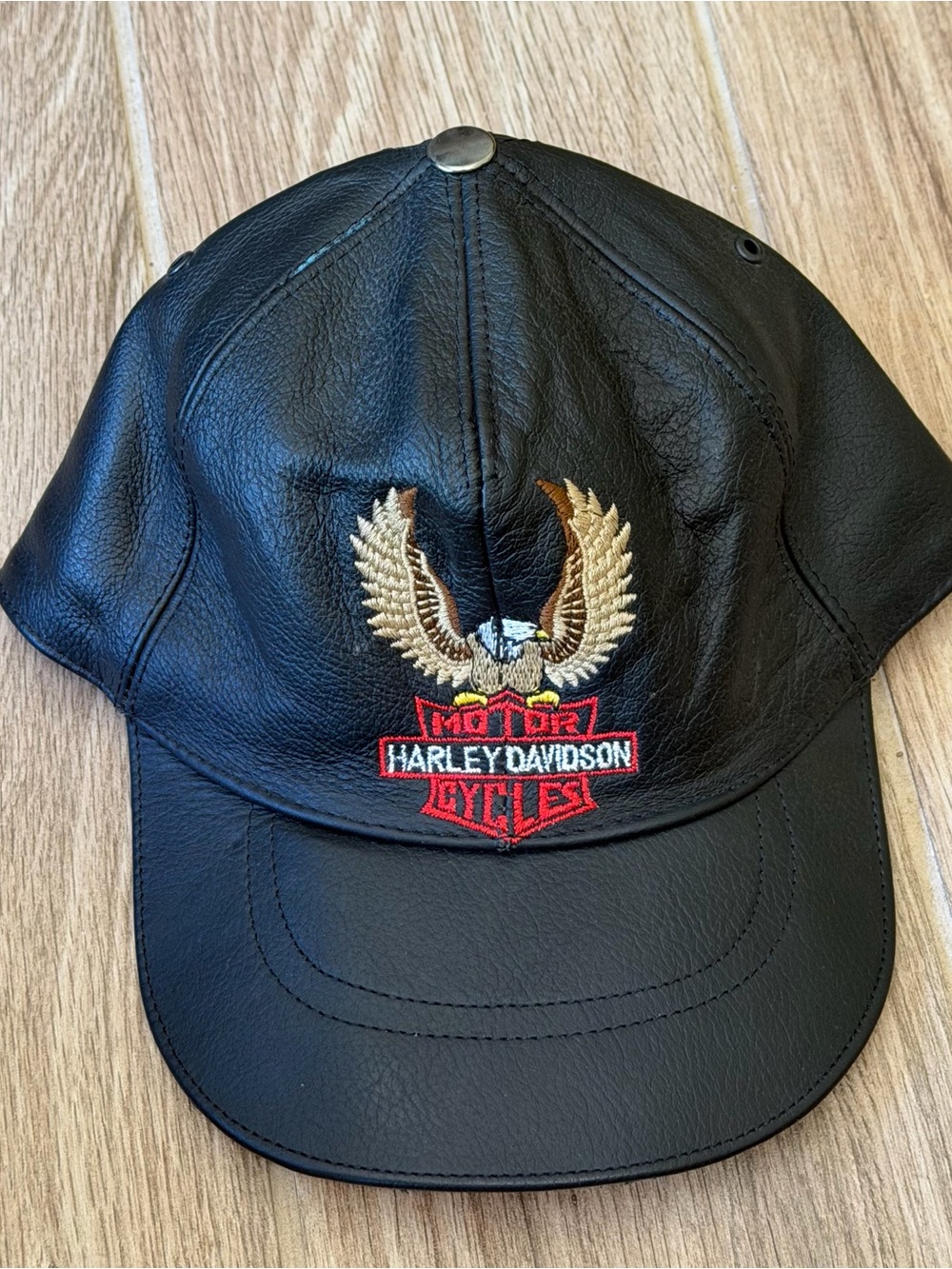 RARE Harley Davidson Made In USA Vintage Leather Motor Cycles Eagle Cap Hat